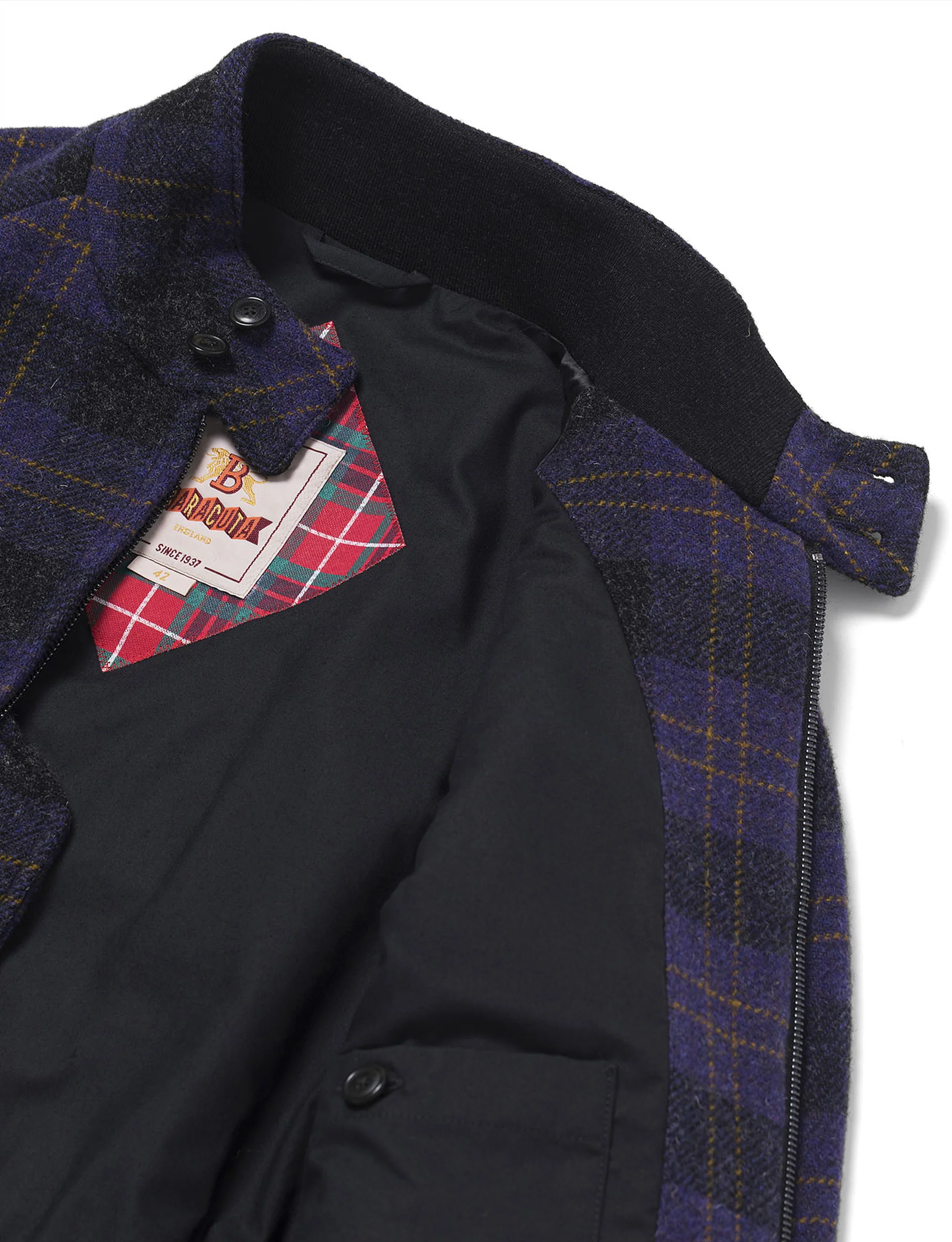 BARACUTA P.WOOL G9 AF POCKET UNPADDED 'GREY PURPLE PLAID' - Image 6