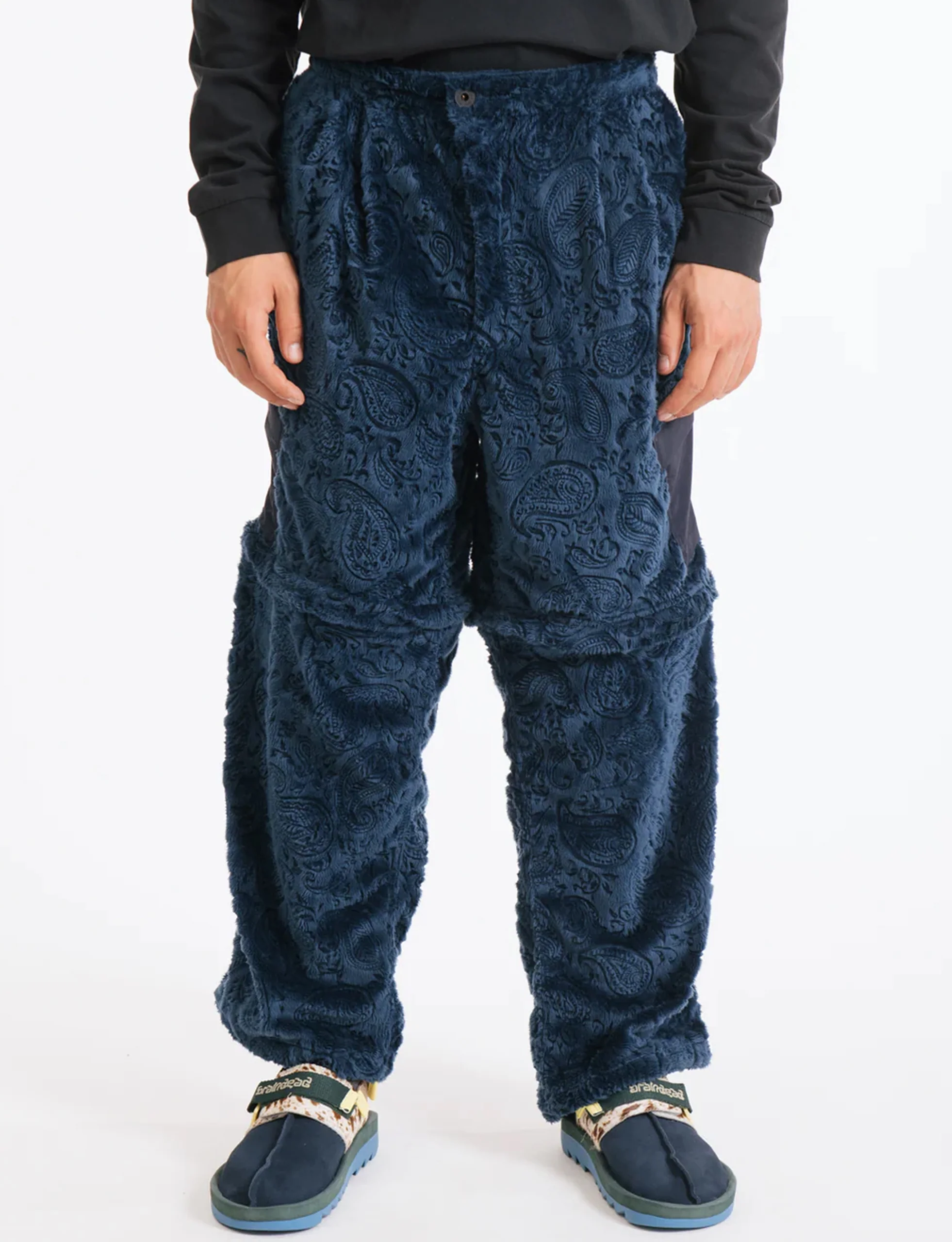 BRAIN DEAD DEBOSSED PAISLEY FUR CONVERTIBLE ZIP OFF PANT - NAVY - Image 2