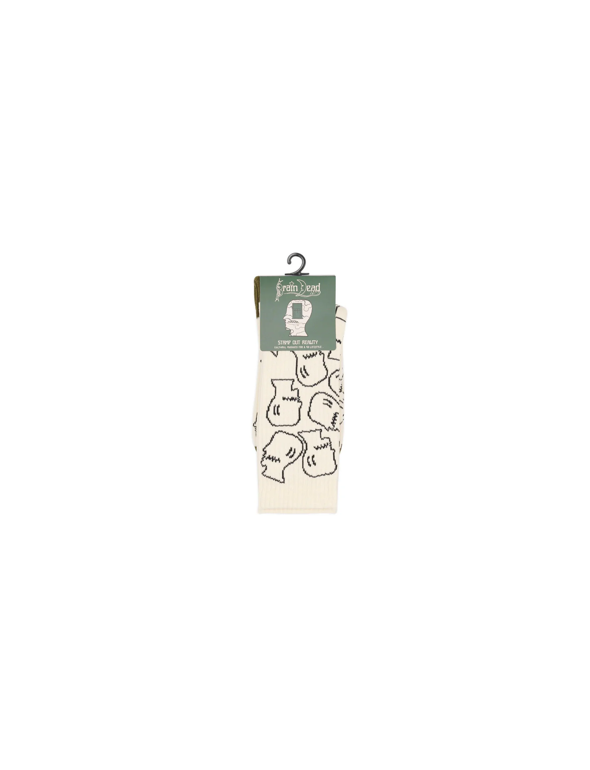 BRAIN DEAD LOGOHEAD CREW SOCKS - CREAM - Image 2