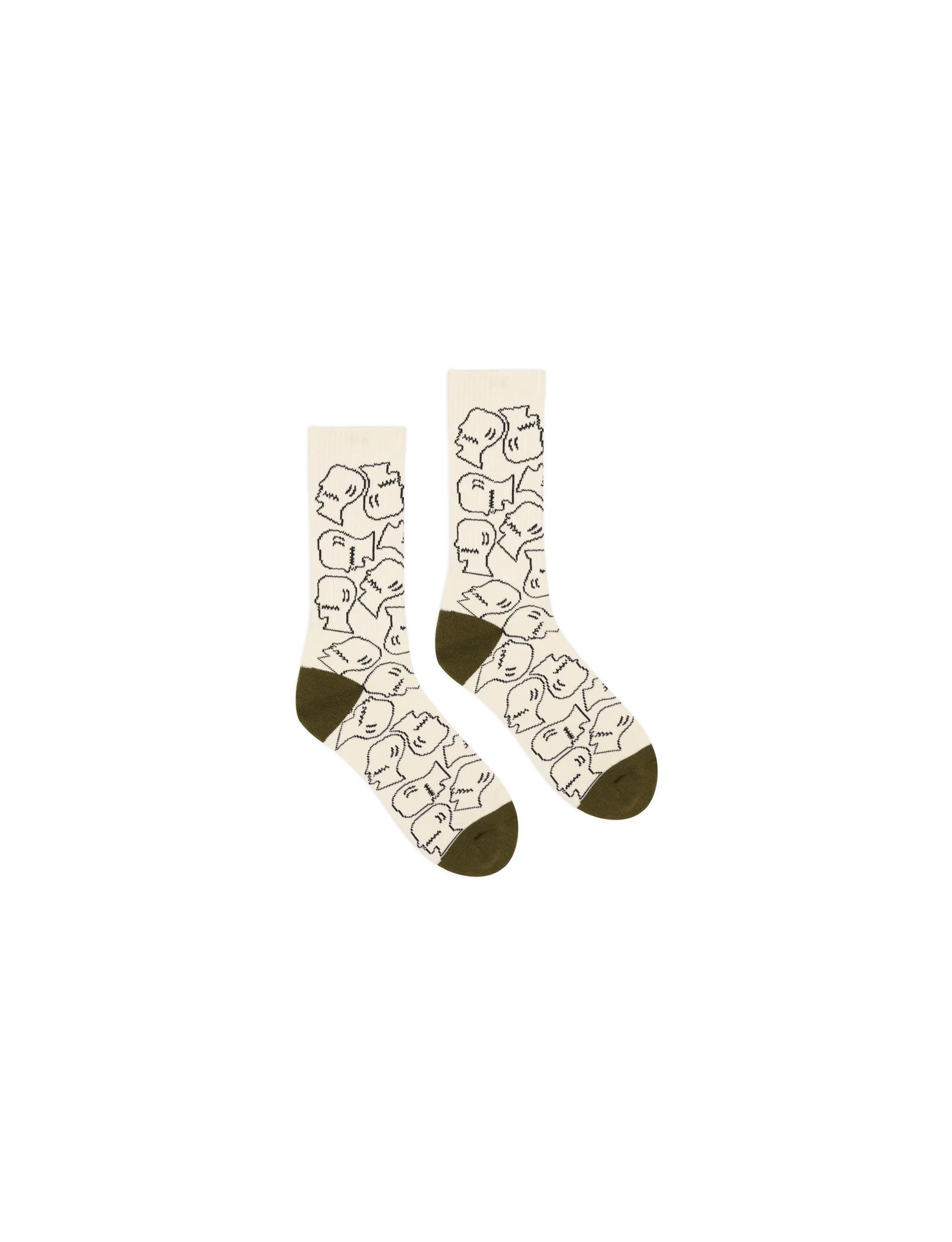 BRAIN DEAD LOGOHEAD CREW SOCKS - CREAM - Image 3