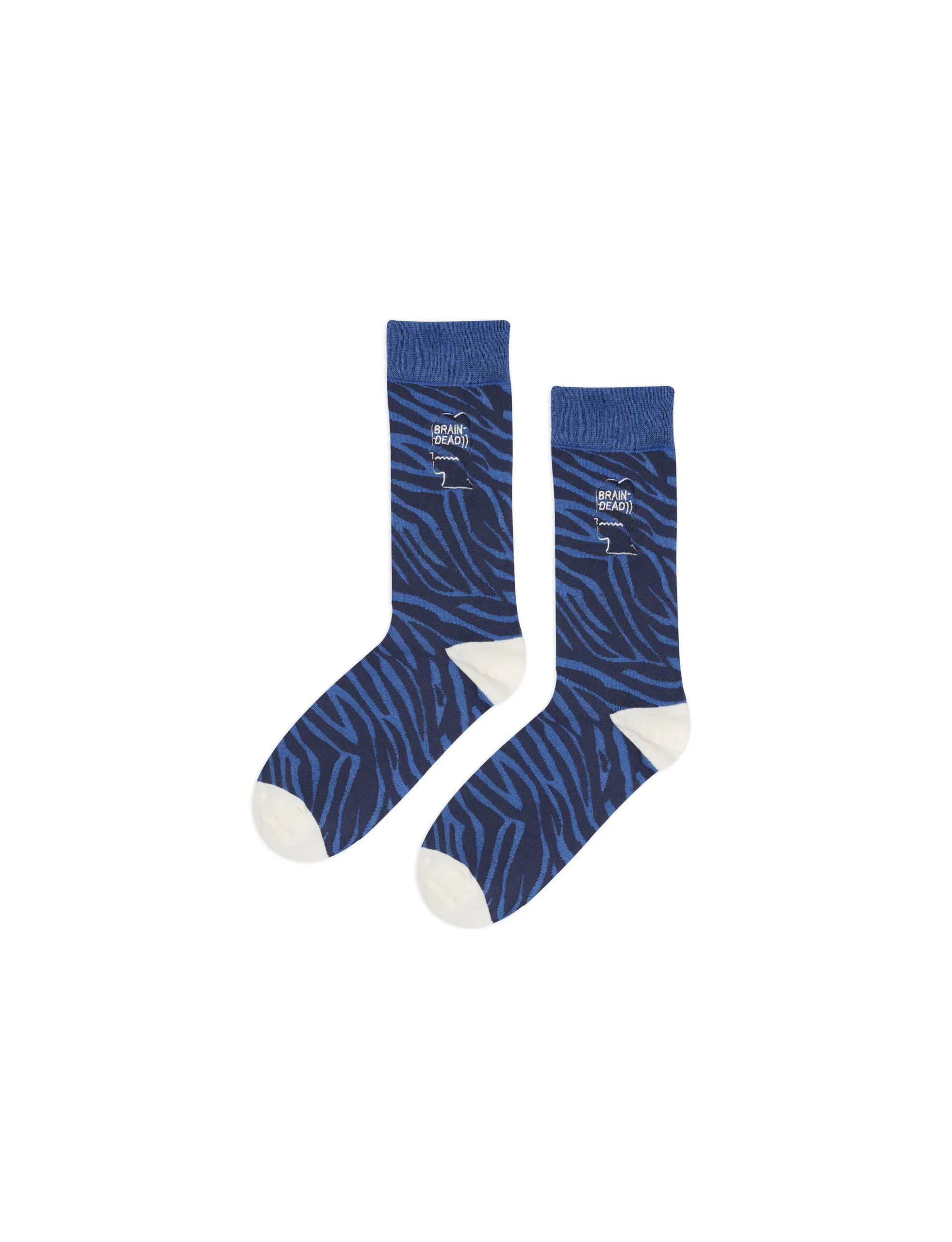 BRAIN DEAD Logohead Dress Socks - Blue Zebra - Image 2