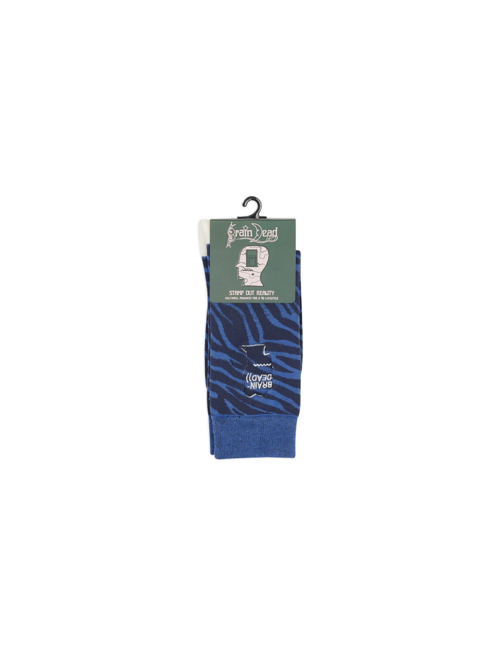 BRAIN DEAD Logohead Dress Socks - Blue Zebra - Image 3