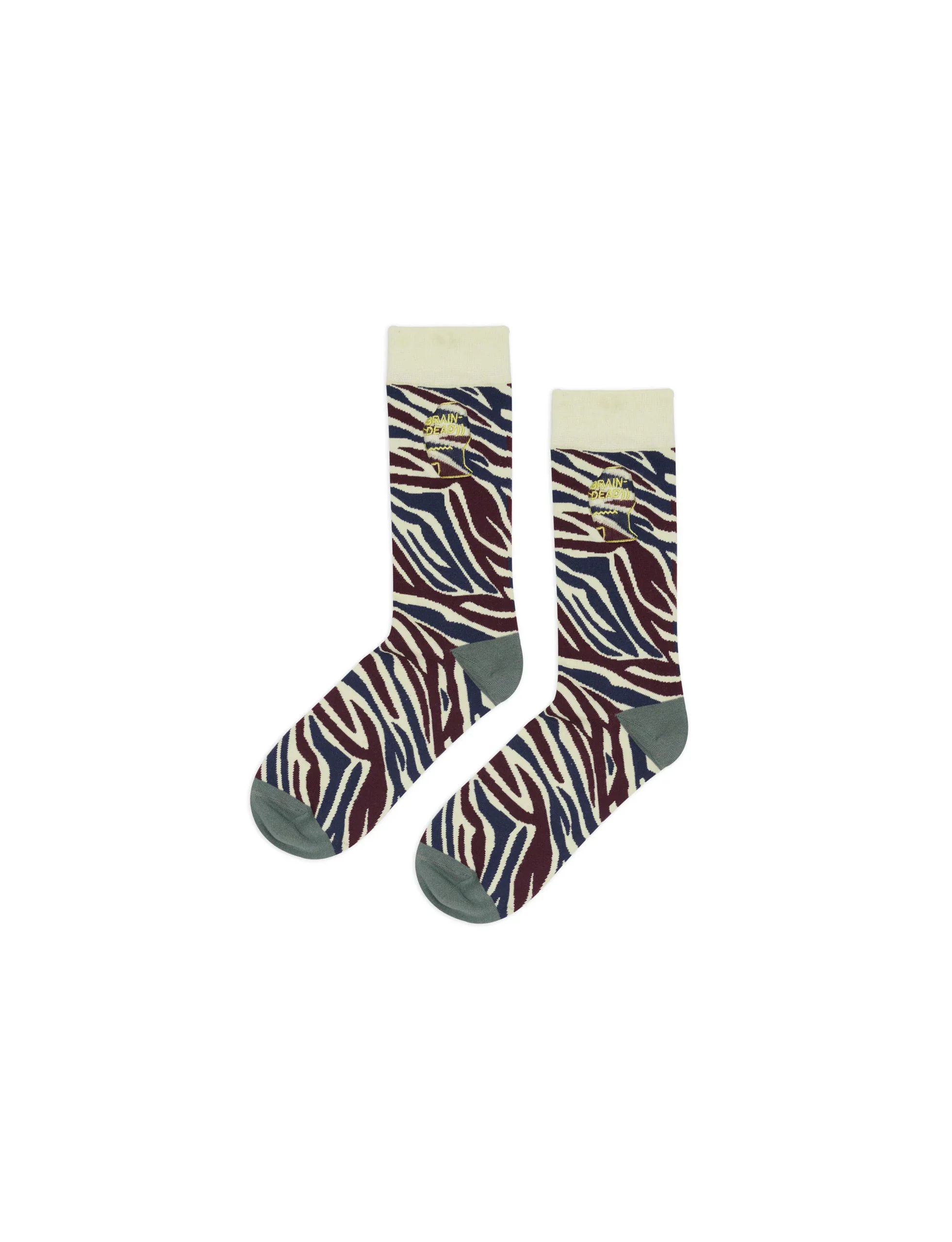 BRAIN DEAD Logohead Dress Socks - Multi Zebra - Image 2