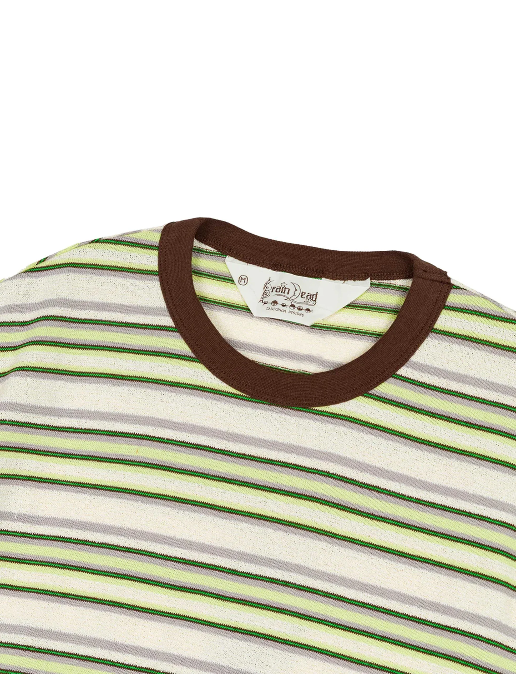 BRAIN DEAD LOOPED STRIPE T-SHIRT - GREEN MULTI - Image 3
