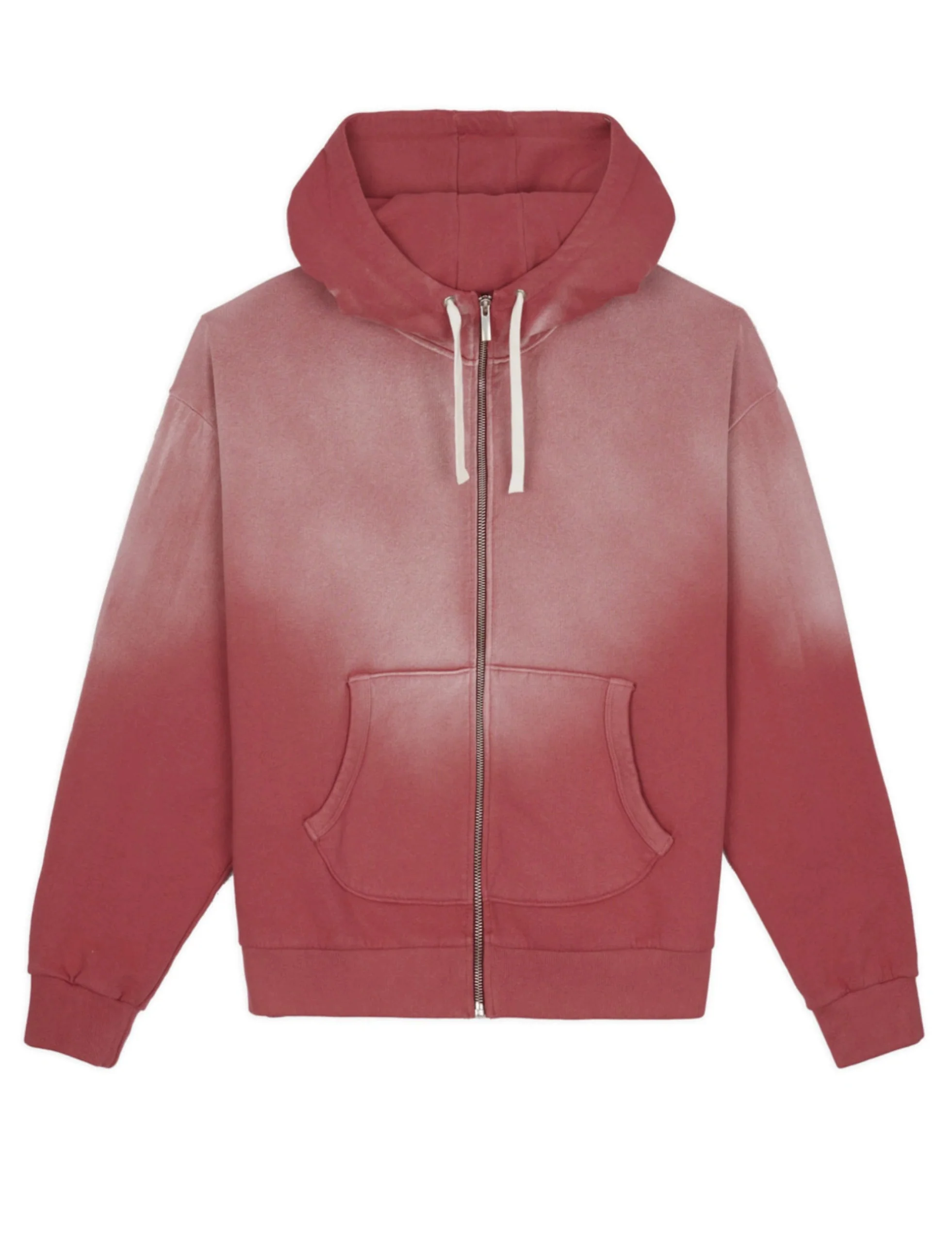 BRAIN DEAD PADDED ELBOW ZIP-UP HOODIE - BRICK