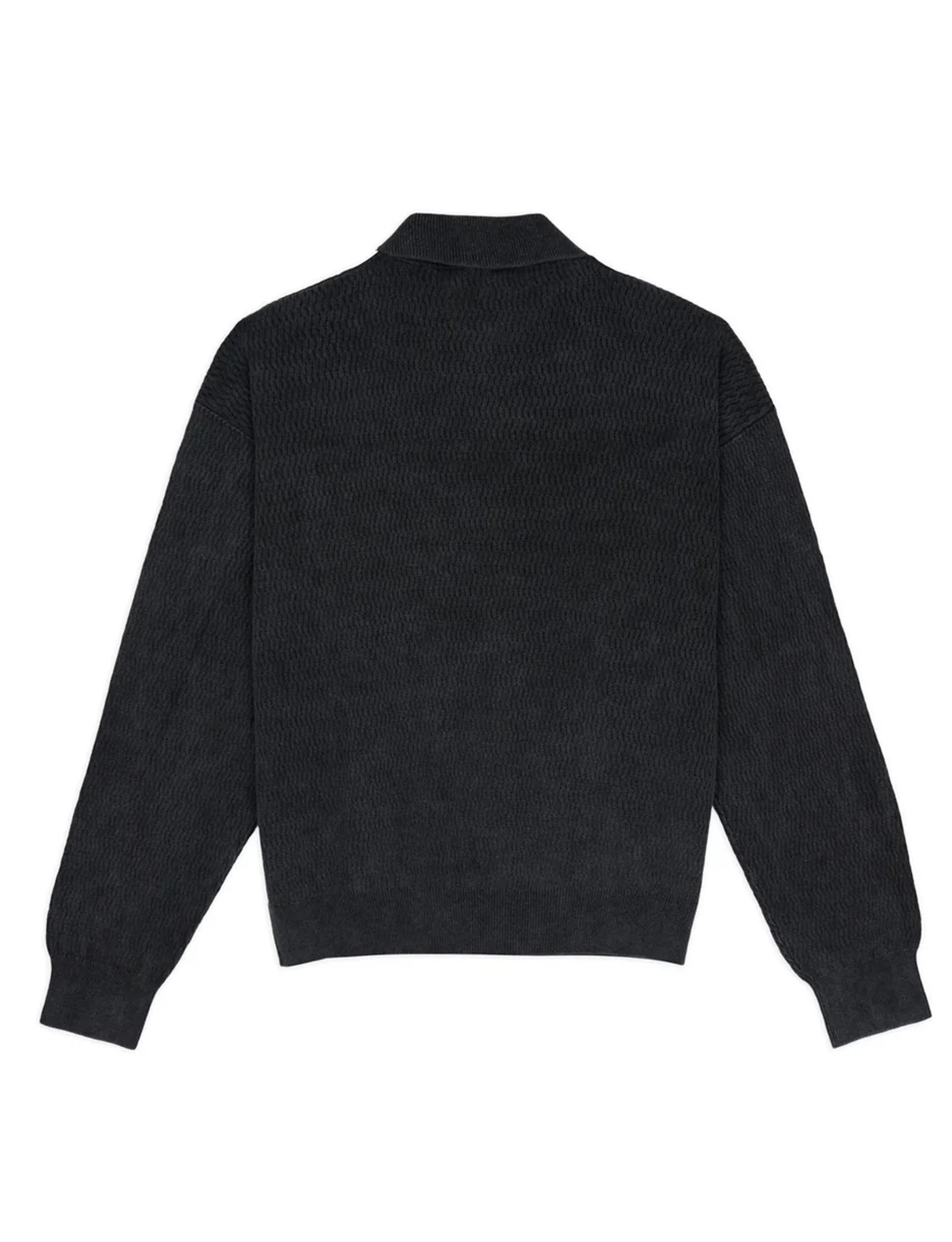 BRAIN DEAD PIGMENT DYE LONG SLEEVE POLO SWEATER BLACK - Image 3