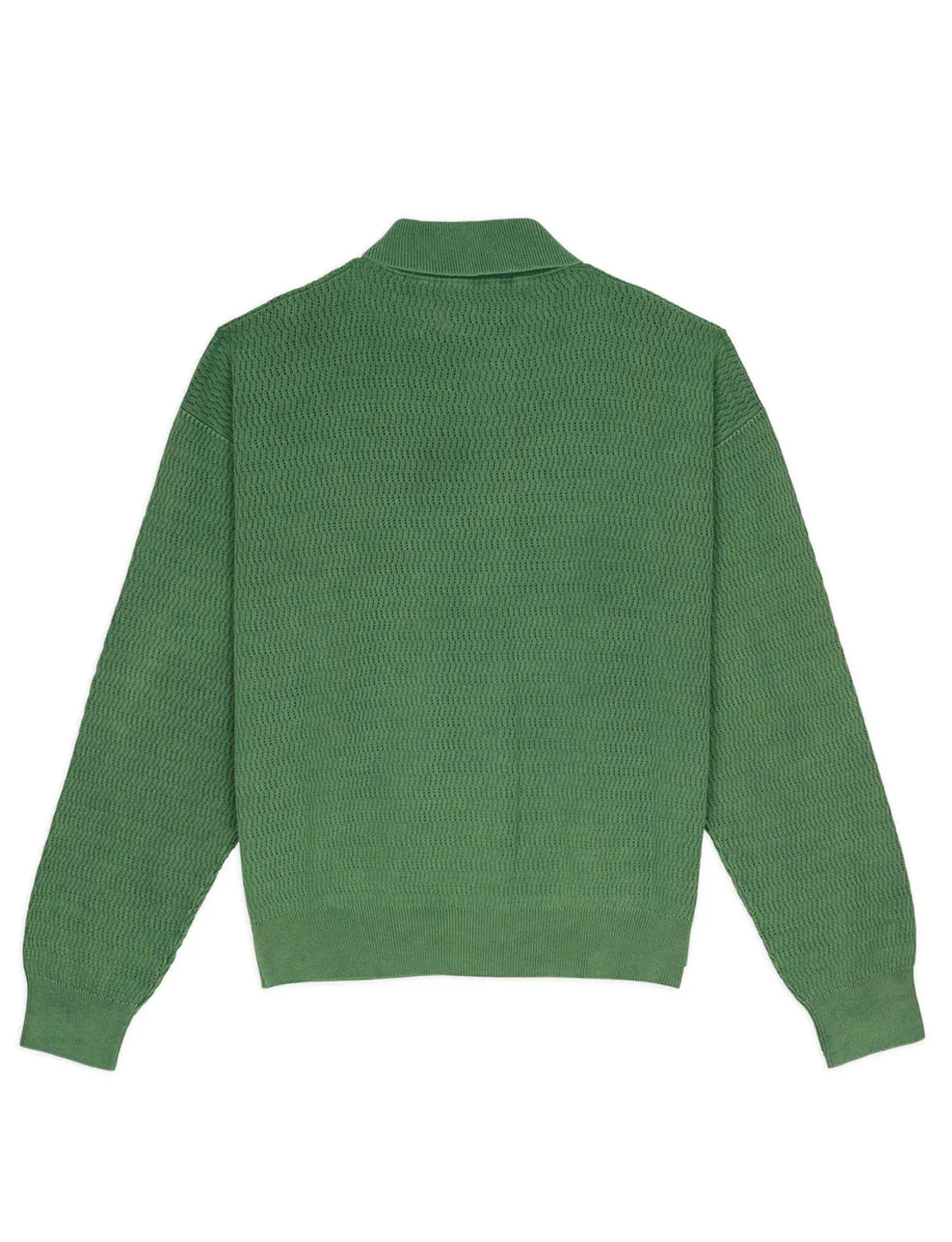BRAIN DEAD PIGMENT DYE LONG SLEEVE POLO SWEATER GREEN - Image 3
