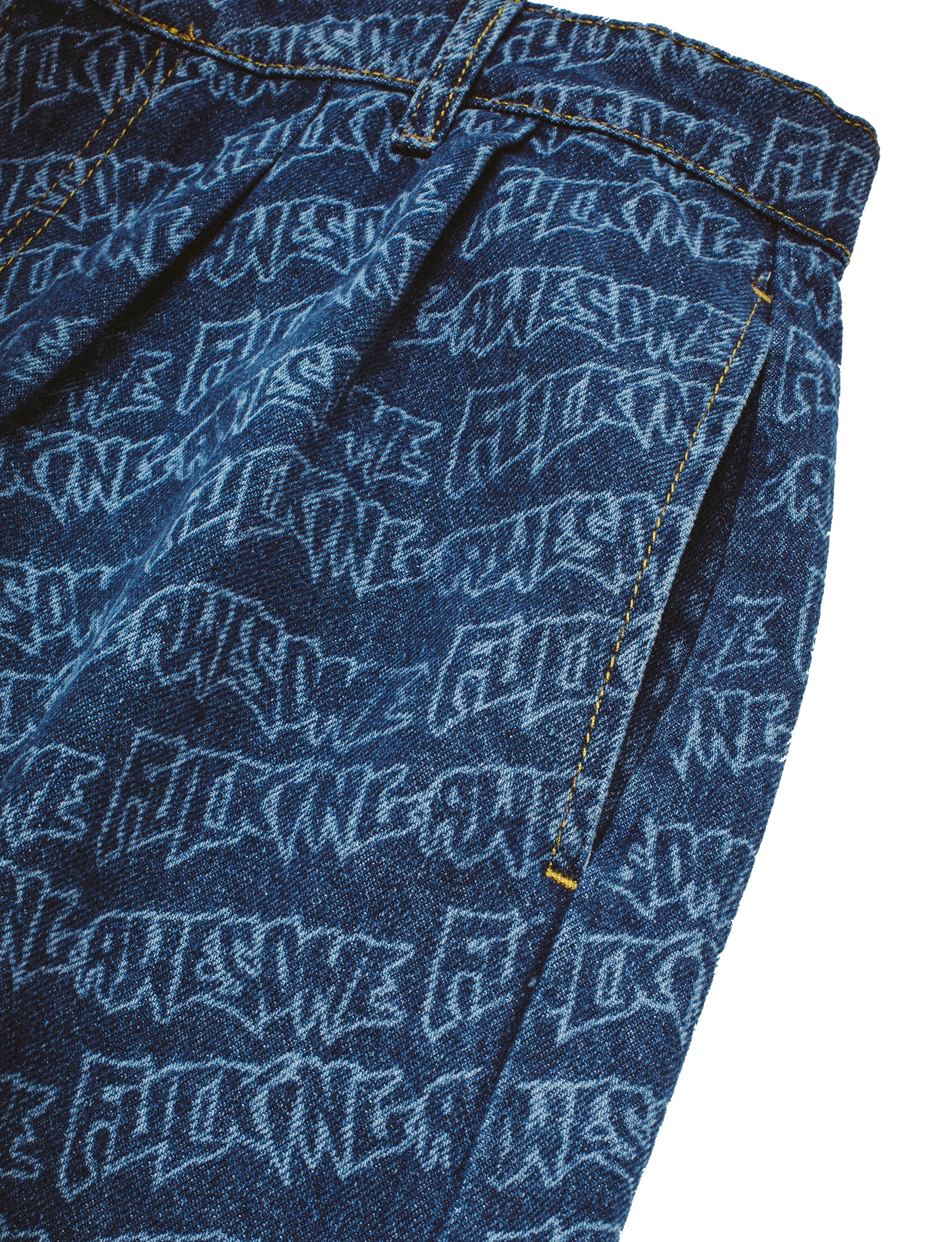 FUCKING AWESOME Baggy Pleated Denim Laser Stamp Shorts - Image 4