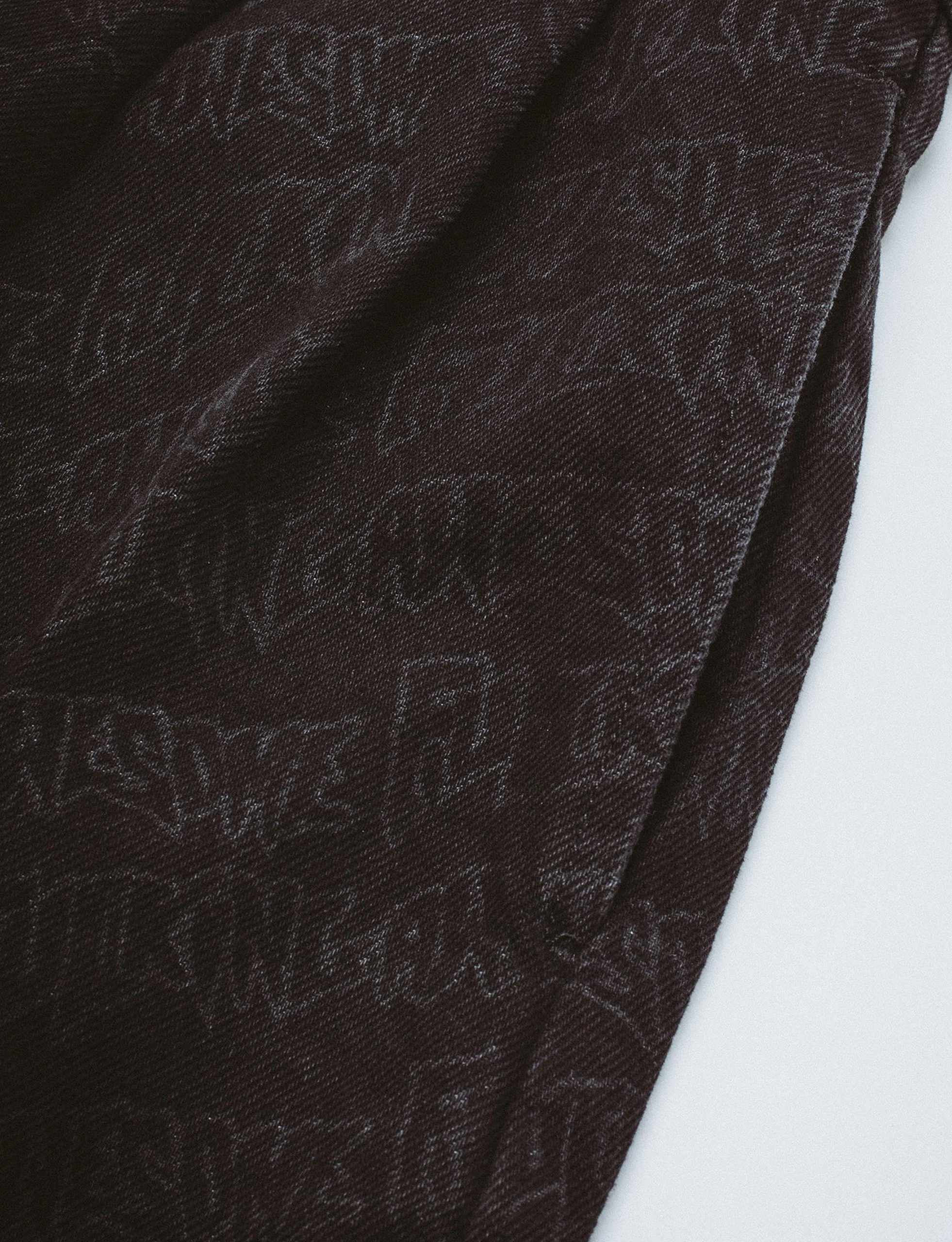 FUCKING AWESOME Baggy Pleated Denim Laser Stamp Shorts BLACK - Image 3