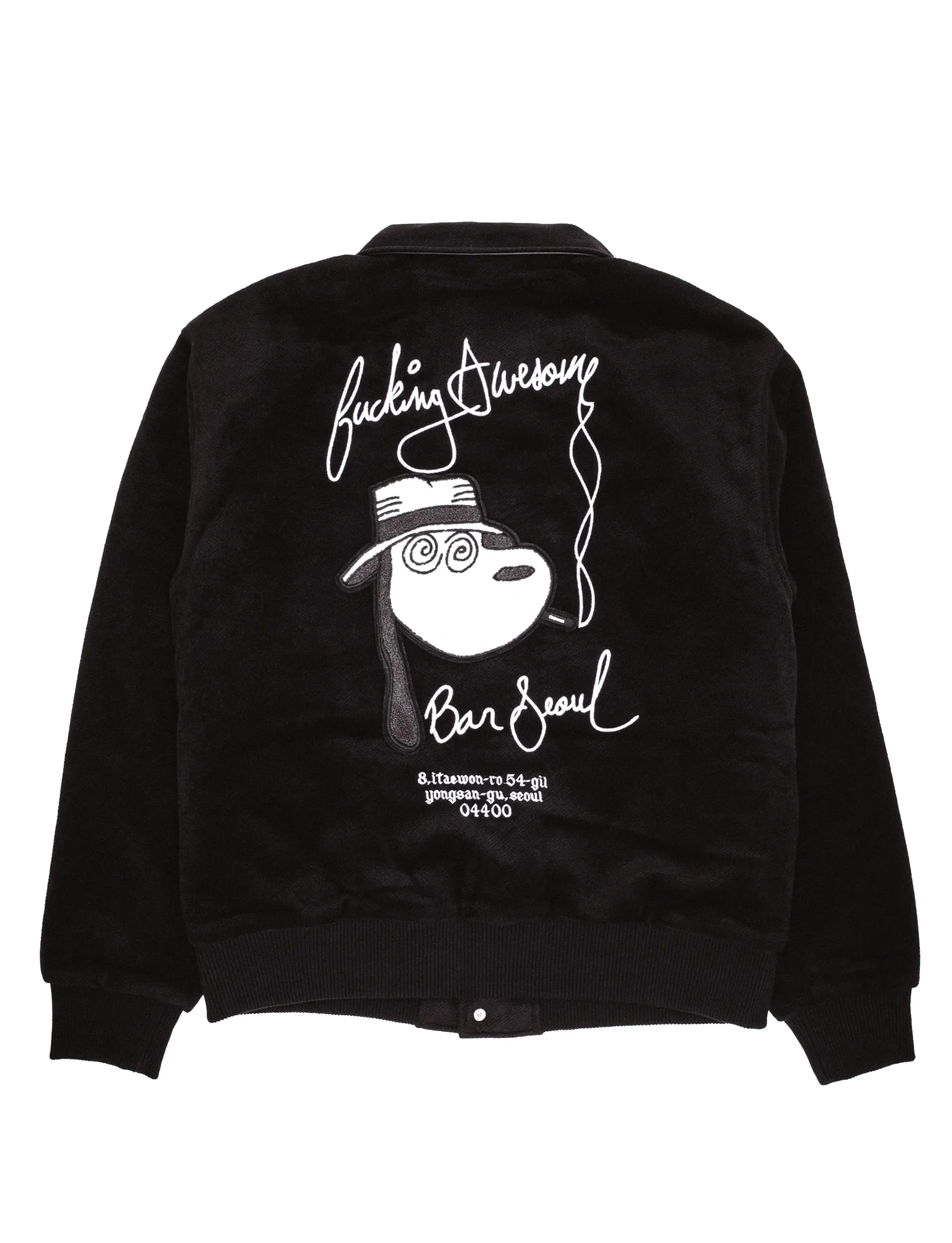 FUCKING AWESOME Korea Bar Varsity Jacket BLACK - Image 2