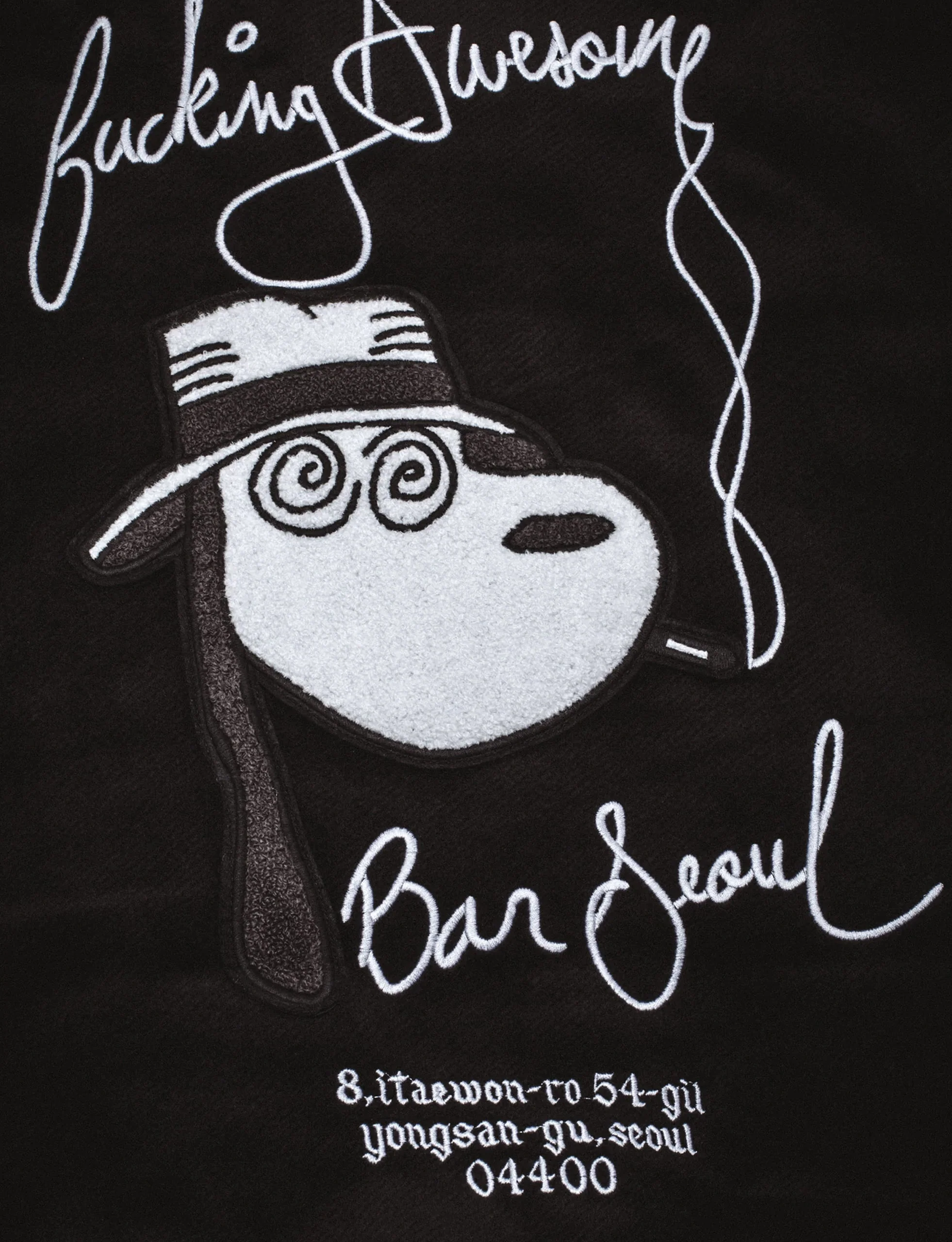 FUCKING AWESOME Korea Bar Varsity Jacket BLACK - Image 3