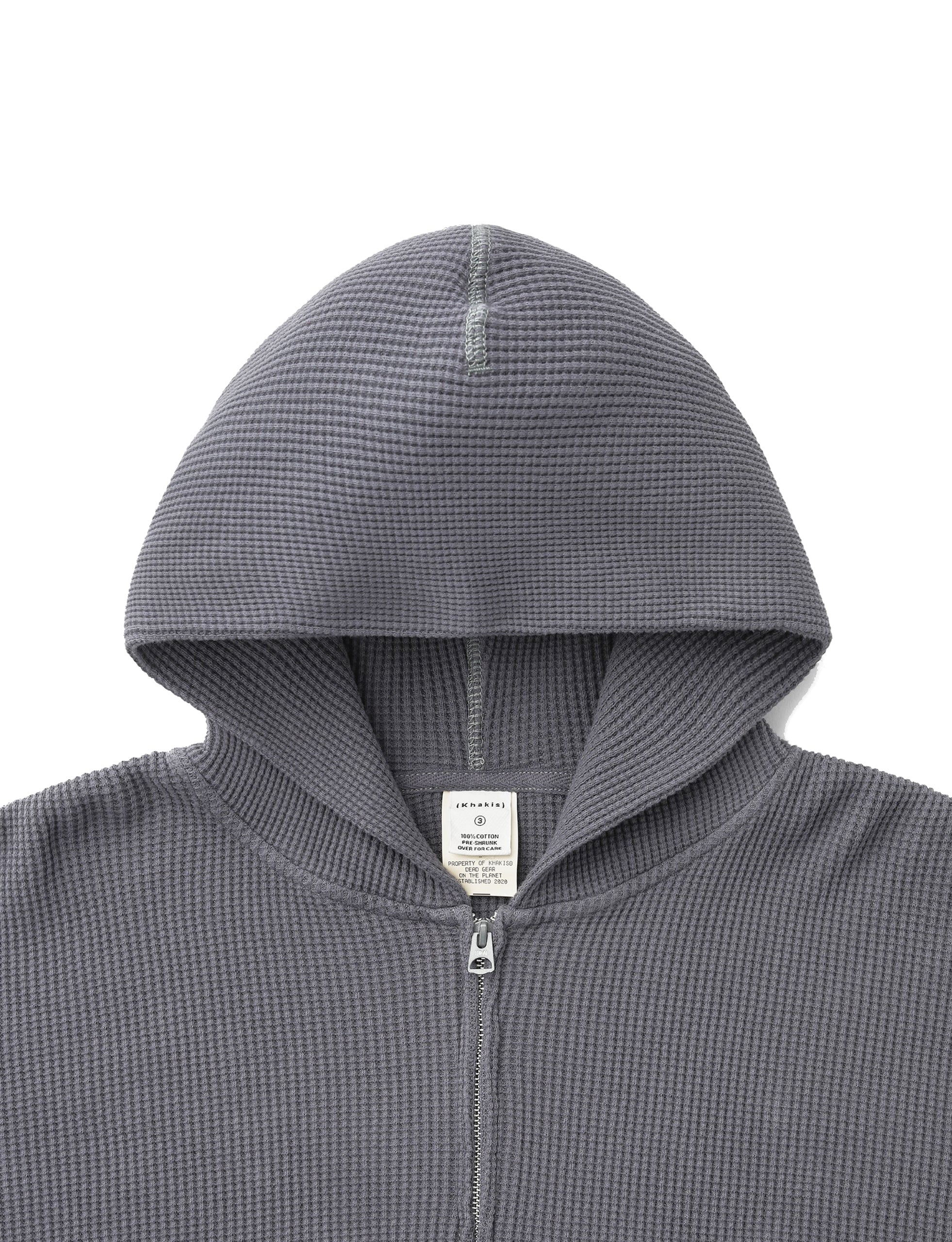 Khakis Waffle Full Zip Hoodie Faded Black - Image 4