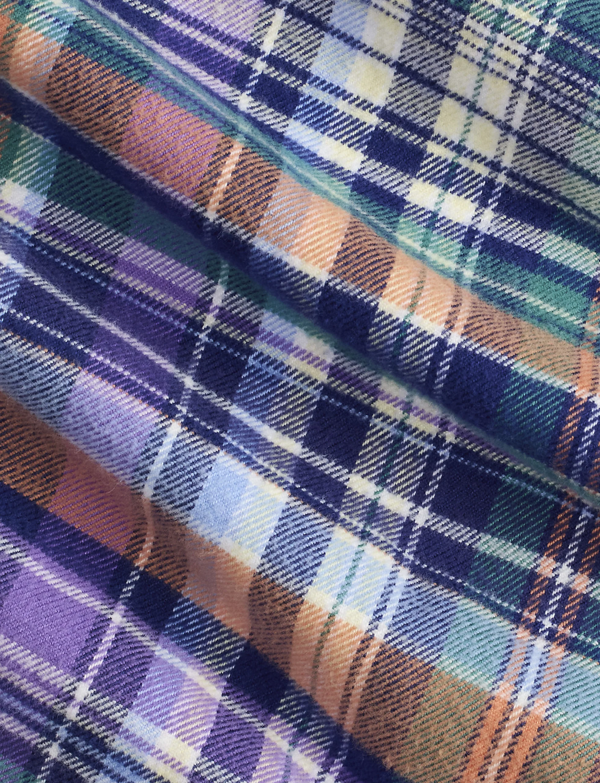POLO RALPH LAUREN CLASSIC FIT PLAID BRUSHED TWILL SHIRT NAVY ORANGE - Image 5