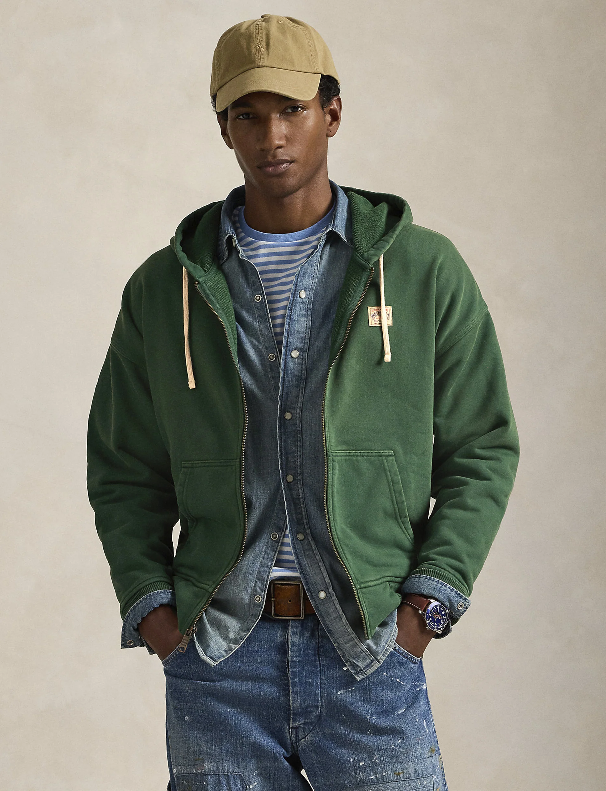 POLO RALPH LAUREN KNIT-FULL ZIP-SWEATSHIRT GRASS GREEN - Image 2