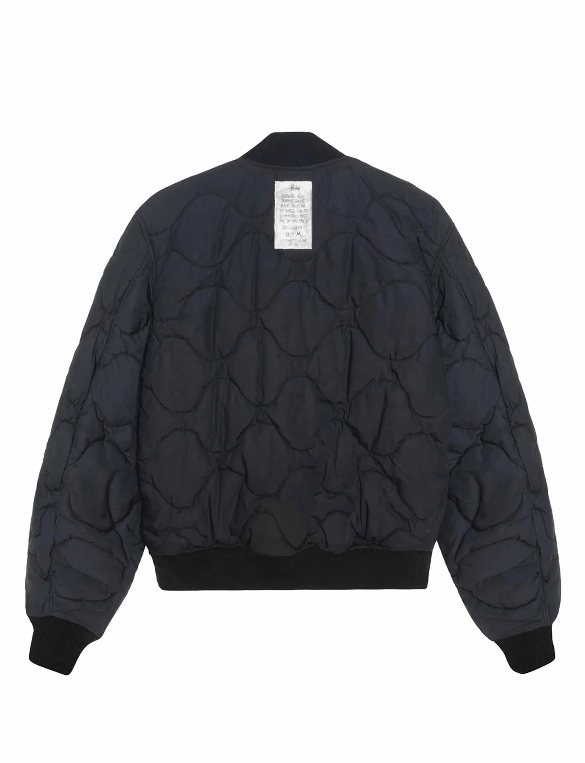STÜSSY Quilted Bomber Waxed BLACK - Image 4