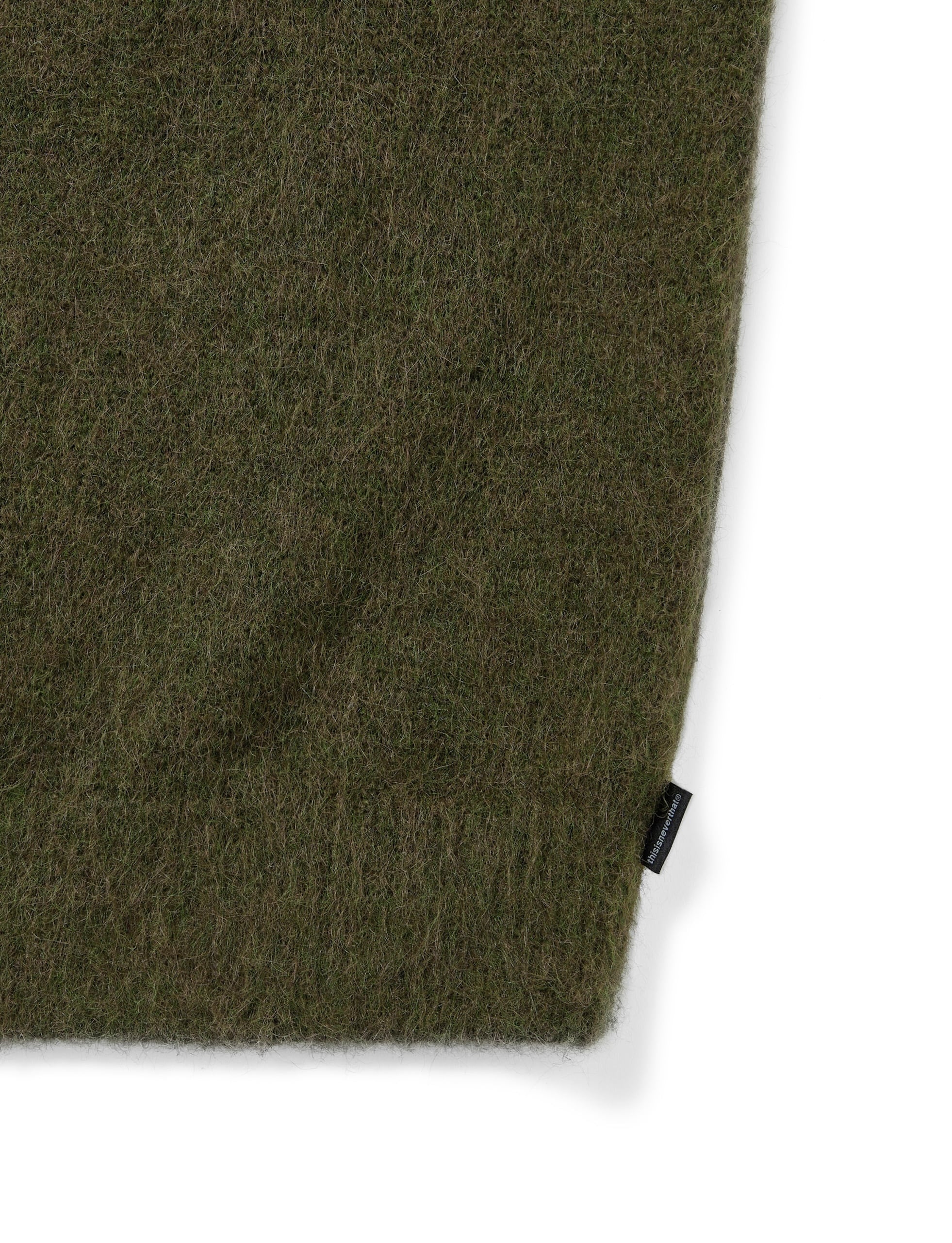 thisisneverthat Hairy Knit Cardigan Olive Green - Image 3
