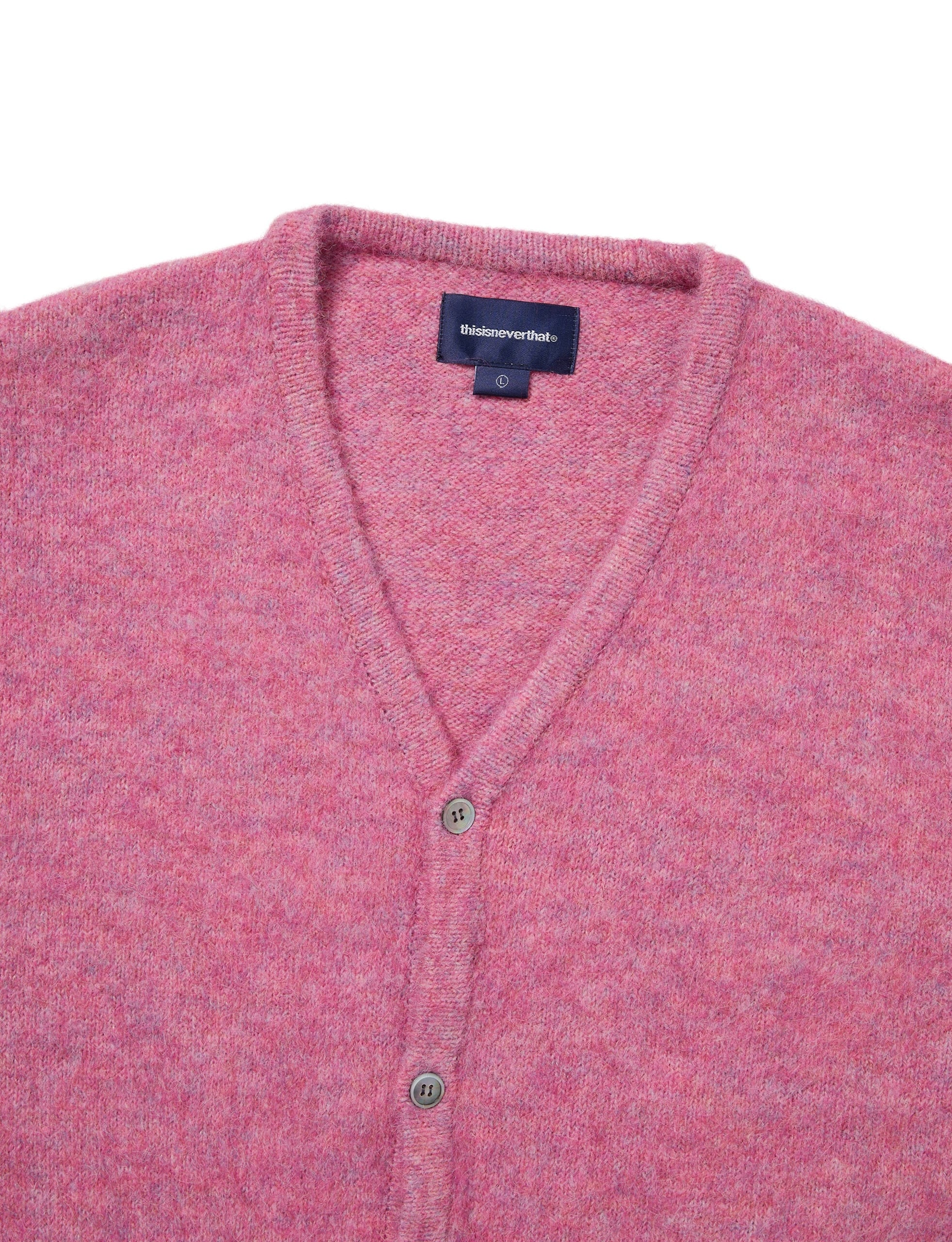 thisisneverthat Hairy Knit Cardigan Pink - Image 2